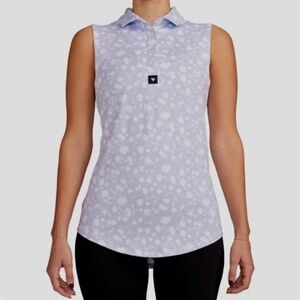 Bad Birdie Baby Lush Floral Sleeveless Golf Polo Shirt,UPF 50, Size Large